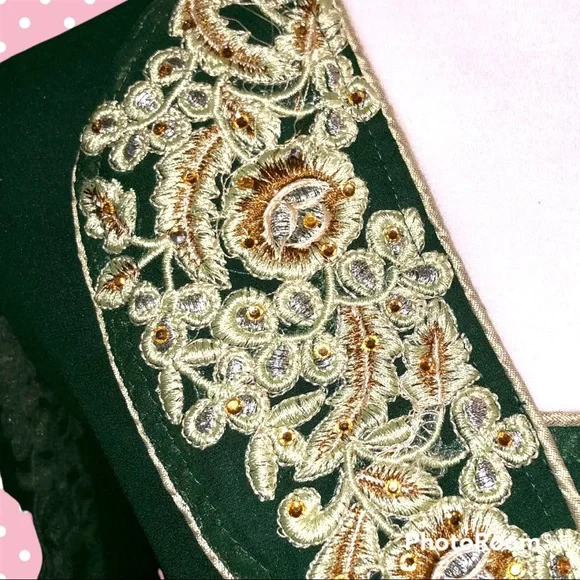 HOST PICKx2! Vintage Romantic Deep Hunter Green Dress - Picture 10 of 12